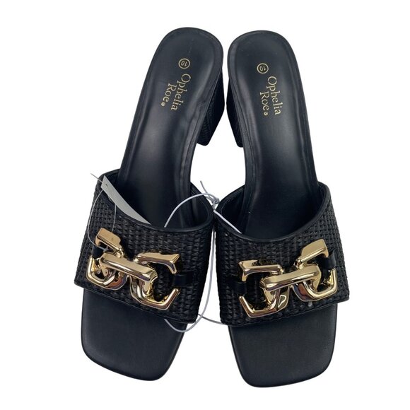 Ophelia Roe Womens Black Mules Sandals With Gold Accents Size 10 Medium - Picture 1 of 13